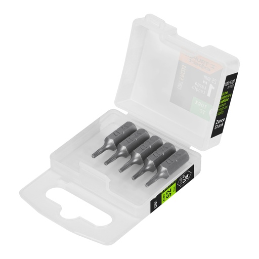 [12191] Estuche con 5 puntas torx T7 largo 1', Truper Expert PUDE-5107