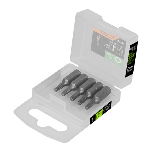 [12198] Estuche con 5 puntas torx T15 largo 1', Truper Expert PUDE-5115
