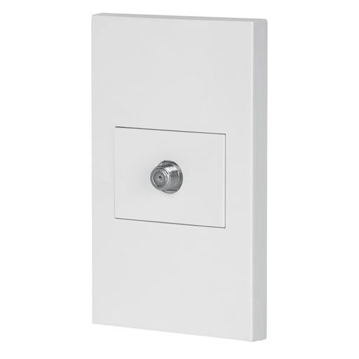 [45605] Placa armada 1 toma de TV, 1.5 módulos, Española, blanco PA-TV-EB