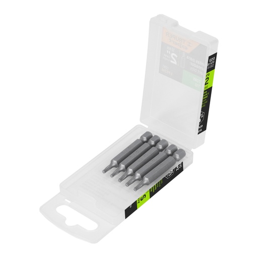 [12213] Estuche con 5 puntas torx T10 largo 2', Truper Expert PUDE-5210