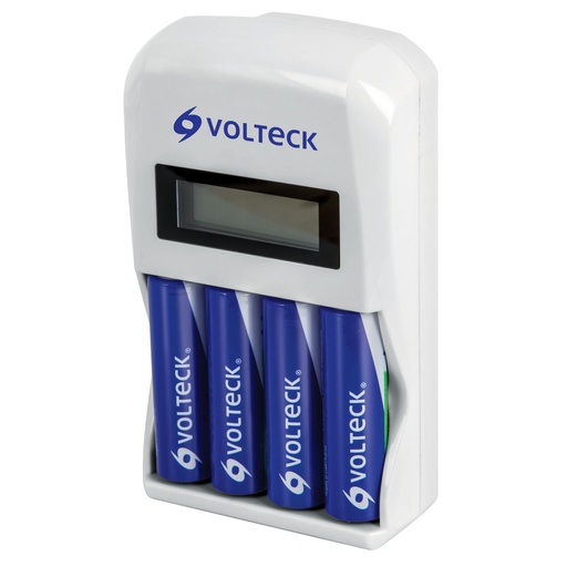 [46046] Cargador de pilas, AA, AAA, incluye 4 pilas AA, Volteck CA-RE-10