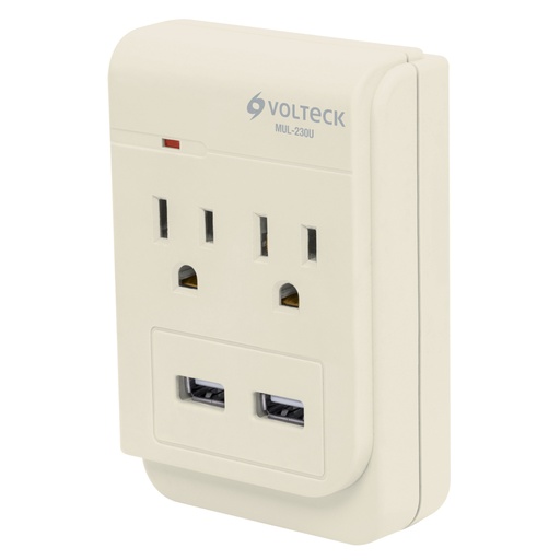 [46088] Multicontacto, 2 entradas,con 2 entradas USB, aterrizado MUL-230U