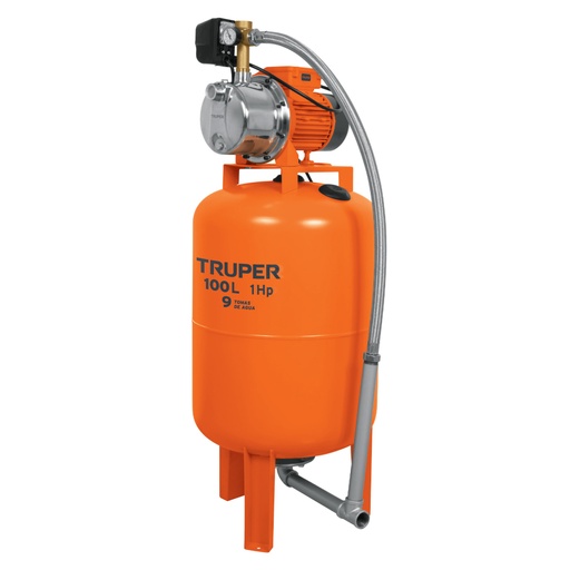 [12255] Equipo hidroneumático 100L, bomba Jet inox. 1 HP, TRUPER HIDR-1X100