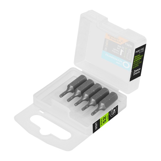 [12527] Estuche con 5 puntas hexagonales de 2 mm largo 1', Expert PUDE-7102