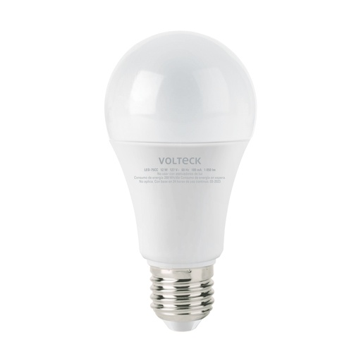 [47549] Lámpara LED A19 12 W (equiv. 75 W), luz cálida, caja Volteck LED-75CC