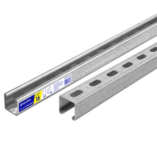 [47762] Perfil monocanal perforado de 3 m, 4 x 4 cm cal. 16, VOLTECK PU-164P