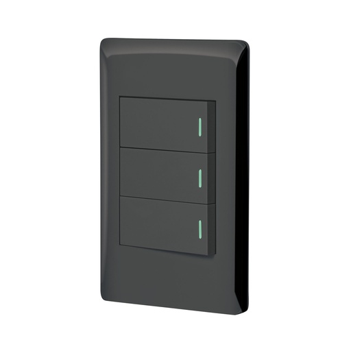 [47890] Placa armada negra 2 interruptores 1 de 3 vías 1 mód,Lisboa PA-APTR-ELN