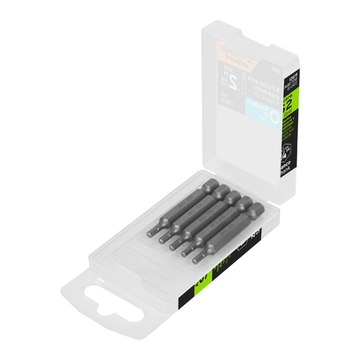 [12619] Estuche con 5 puntas hexagonales de 1/8mm largo 2', Expert PUDE-7212