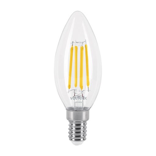 [48254] Lámpara LED tipo vela 4 W con filamento base E14 luz cálida LED-V4F4C