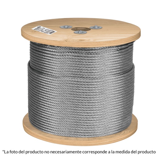 [48798] Metro de cable rígido 3/16' de acero 7x7 hilos, 300 m, FIERO CAB-3/16R3