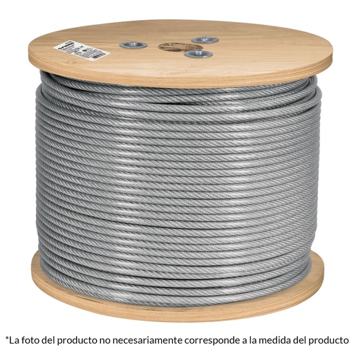 [48807] Metro de cable rígido 3/16' acero 7x7 recubierto PVC, 300 m CAB-3/16RX3