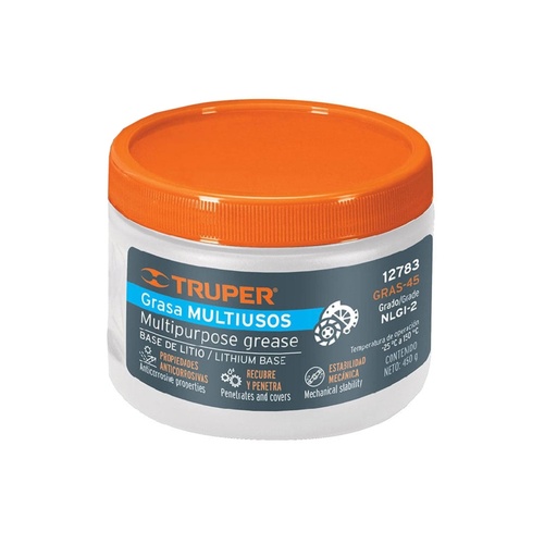 [12783] Grasa lubricante multiusos, base litio, 450 g, Truper GRAS-45