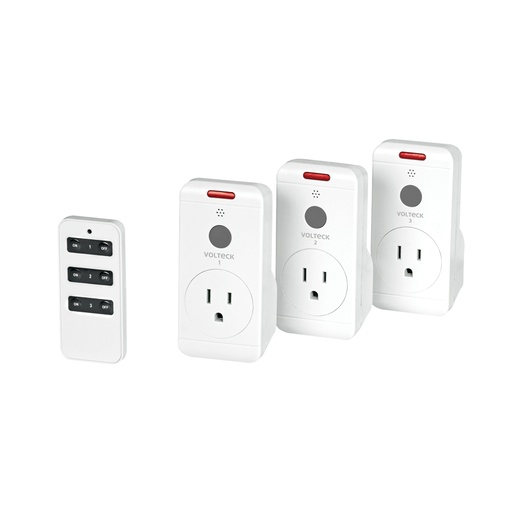 [49489] Juego de 3 Contactos con control remoto, Volteck JCOR-3