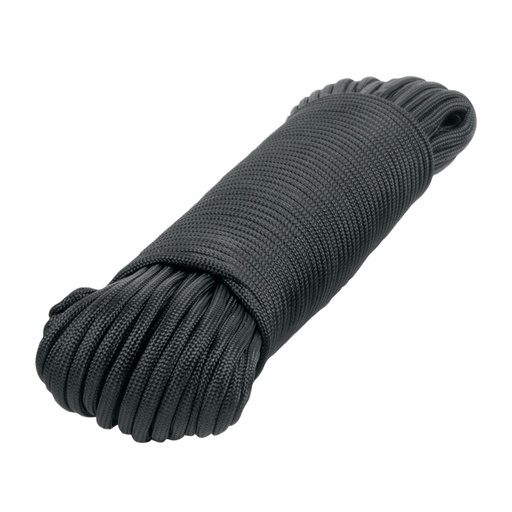 [49704] Piola de nylon paracord de 4mm x 30m negro, madeja, FIERO PIO-430NN