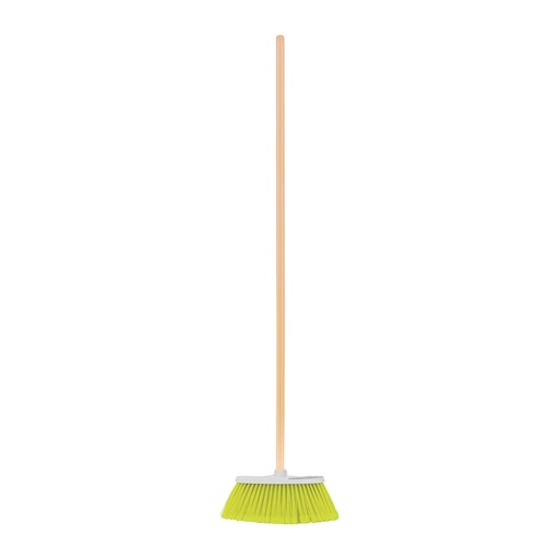 [57053] Escoba chica tipo cepillo, cerdas de PVC, bastón de madera ES-140C