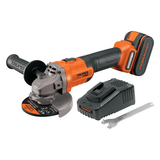 [102872] Esmeriladora 4-1/2', 20V, 1 batería 4Ah, TRUPER PRO ESMI-20A