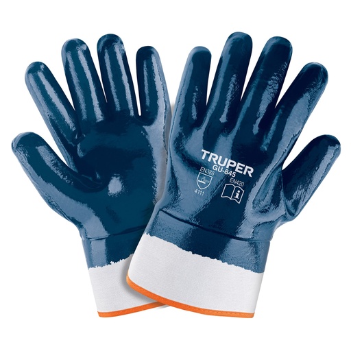 [15245] Guantes de algodón recubiertos de nitrilo, puño de seguridad GU-845