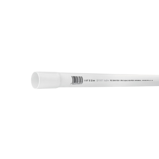 [40084] Tubo de 1-1/4' PVC hidráulico RD 26, 3m, 0.9kg, FOSET PVC-104