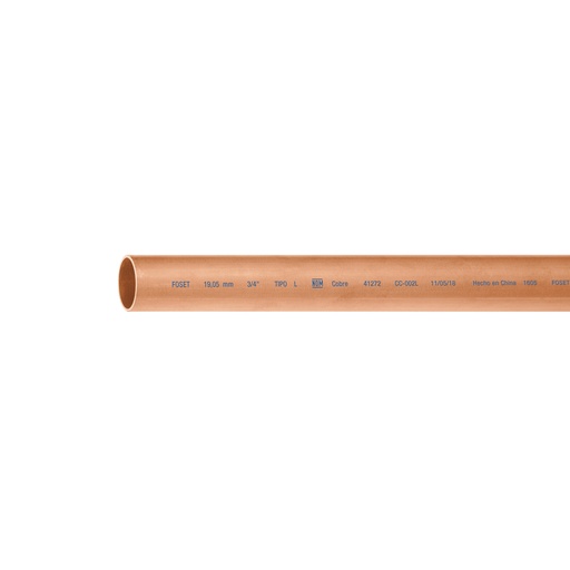 [41272] Tubo rígido de cobre 3/4' tipo 'L', 3m, 1.9kg, FOSET CC-002L