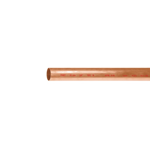 [41275] Tubo rígido de cobre 3/4' tipo 'M', 3m, 1.4kg, FOSET CC-002M