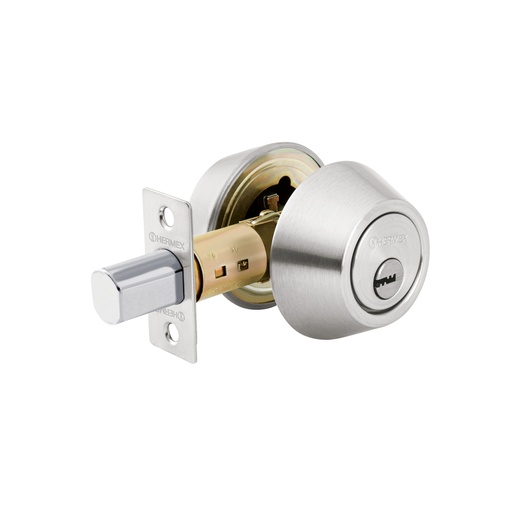 [43602] Cerrojo llave-llave cromo mate, llave de puntos, HERMEX CERO-32
