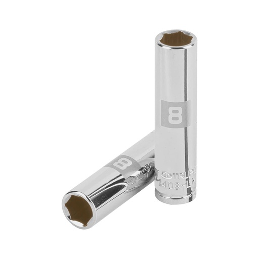 [13202] Dado largo de 8 mm, 6 puntas, cuadro 1/4', Truper D-1408-LM
