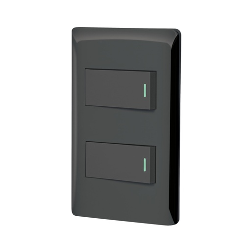 [47888] Placa armada negra 1 interruptor y 1 de 3 vías 1 mód,Lisboa PA-APDO1-ELN