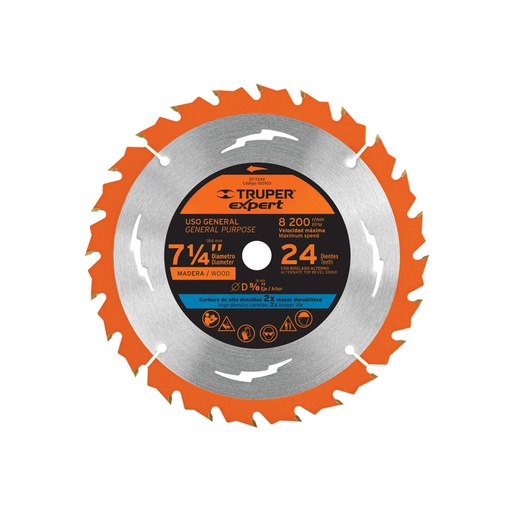 [100103] Disco sierra 7-1/4' p/madera, 24 dientes centro 5/8', Expert ST-724X