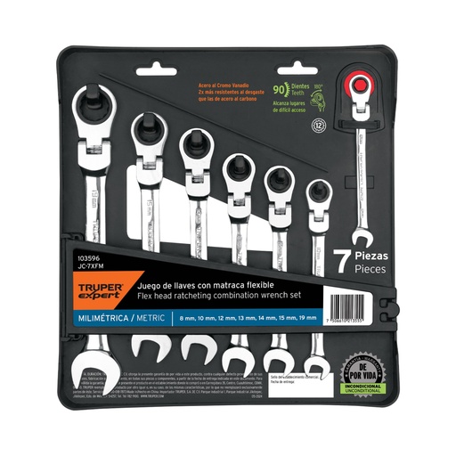 [103596] Juego de 7 llaves combinadas mm con matraca flexible JC-7XFM
