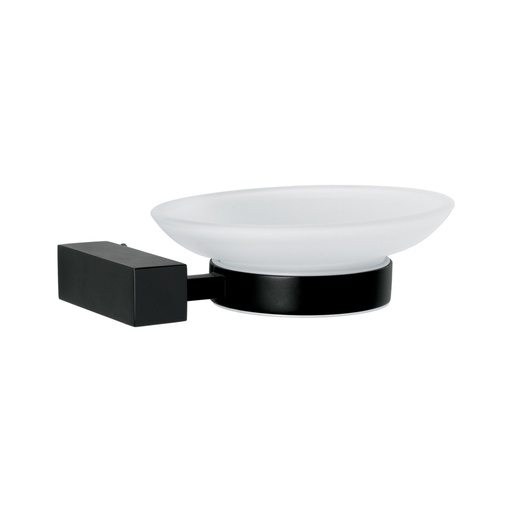 [44397] Jabonera con plato de vidrio, negro, FOSET KUBO KUA-74M