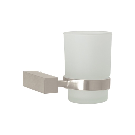 [44437] Portavaso cepillero con vaso de vidrio, satín, FOSET KUBO KUA-71N