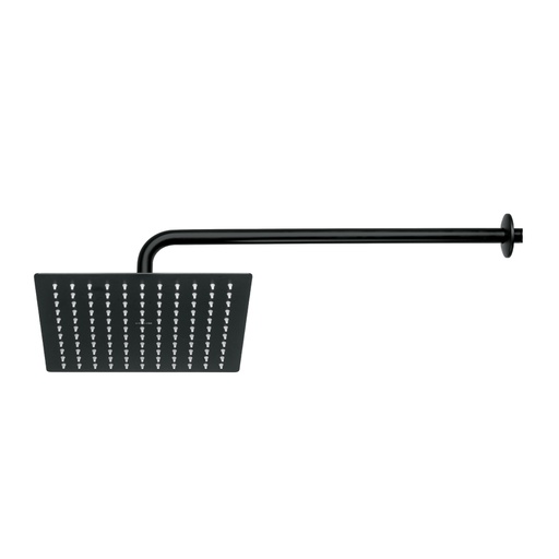 [44823] Regadera plato cuadrado 10' con brazo, negro, FOSET RIVIERA R-310M