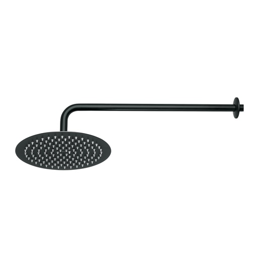 [44825] Regadera plato redondo 10' con brazo, negro, FOSET RIVIERA R-311M