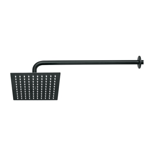 [44826] Regadera plato cuadrado 8' con brazo, negro, FOSET RIVIERA R-308M