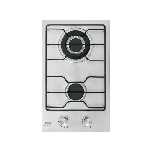 [45509] Parrilla gas empotrable 30cm, 2 quem, inox, esmalte, FOSET PAE-2F
