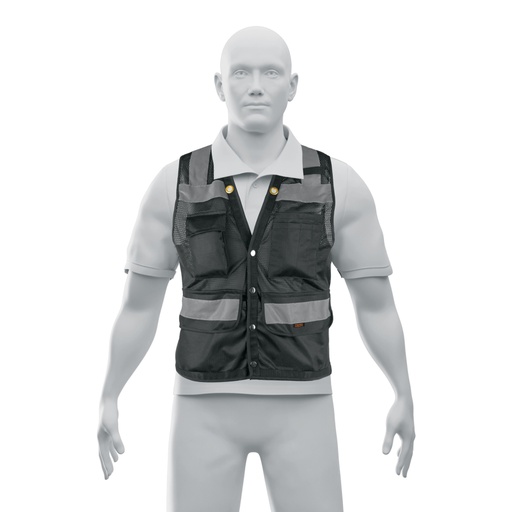[103989] Chaleco seguridad reforzado negro con bolsas, M, Expert CHS-800NE-M