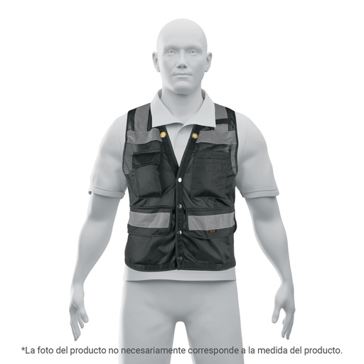 [103991] Chaleco seguridad reforzado negro con bolsas, XL, Expert CHS-800NE-XL