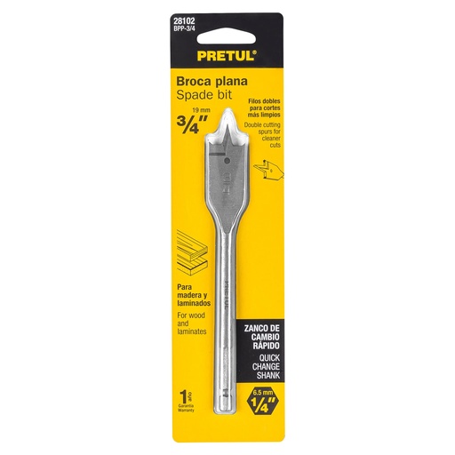 [28102] Broca plana de manita 3/4' para madera, Pretul BPP-3/4