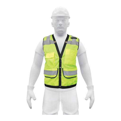 [13484] Chaleco seguridad reforzado verde con bolsas, XG, Expert CHS-800V-XL