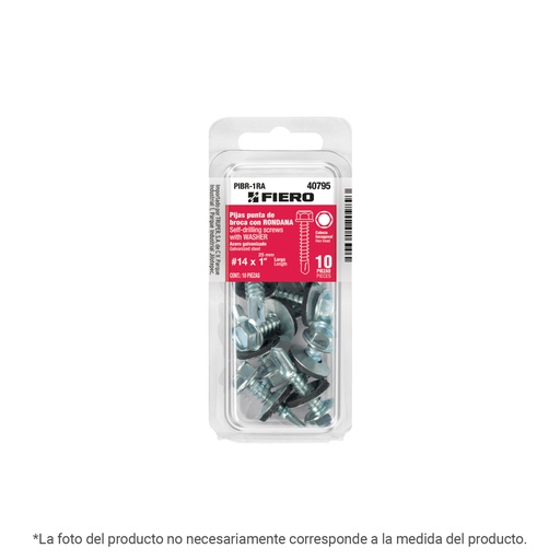 [40795] Blíster con 10 pijas 1' hexagonal punta broca con rondana PIBR-1RA
