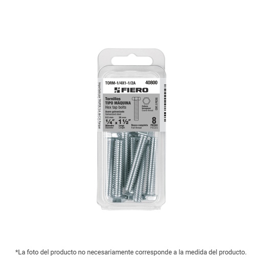 [40807] Blíster con 4 tornillos 3/8' x 1' tipo máquina, FIERO TORM-3/8X1A