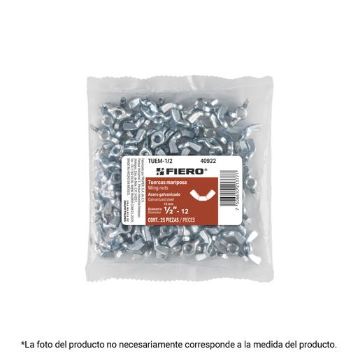 [40919] Bolsa con 100 tuercas tipo mariposa, 1/4' , FIERO TUEM-1/4