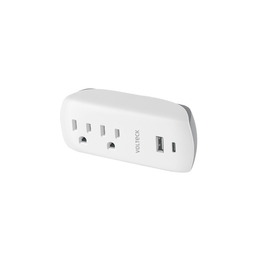 [45836] Multicontacto de pared, 2 contactos y 2 USB A+C, VOLTECK MUL-202U