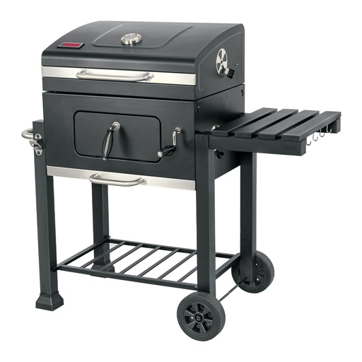 [48248] Asador de carbón de 24' con tapa, negro, FIERO ASCA-24