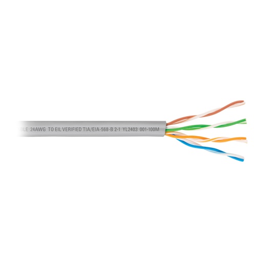 [48387] Metro de cable UTP CAT5E, Bobina de 100m, gris, VOLTECK CBR-51G