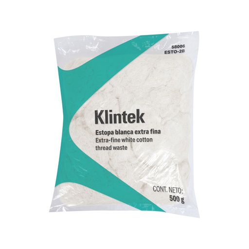 [58006] Bolsa de 1/2 kg de estopa color blanca, KLINTEK ESTO-2B