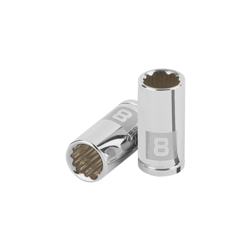 [100980] Dado de 8 mm, 12 puntas, cuadro 1/4', Truper D-1408-BM