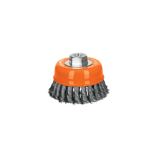 [14185] Carda copa 4' alambre trenzado fino, eje M14, Truper CT-610M