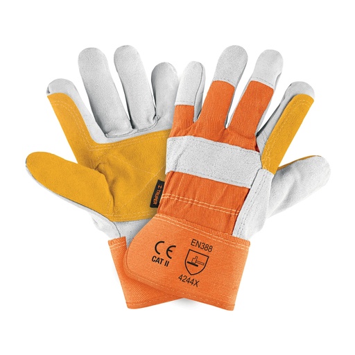 [14246] Guantes de carnaza y loneta, con refuerzo, unitalla, TRUPER GU-215