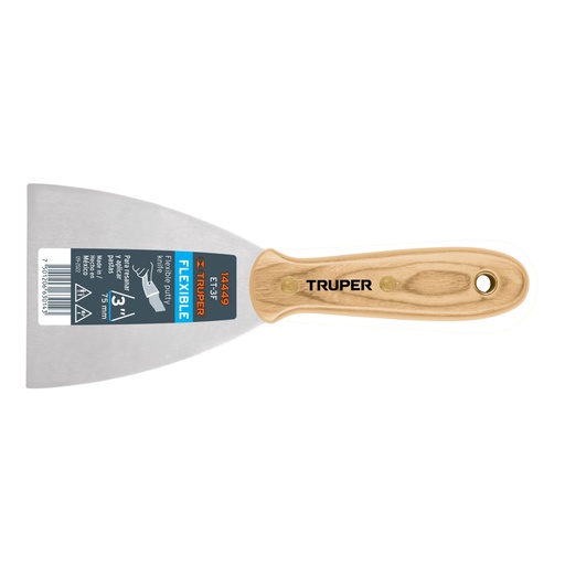 [14449] Espátula flexible 3' con mango de madera, Truper ET-3F